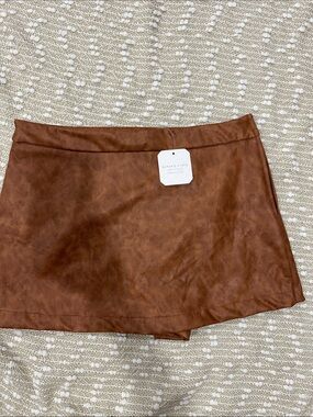 Altar'd State Brown Faux Leather Mini Skort